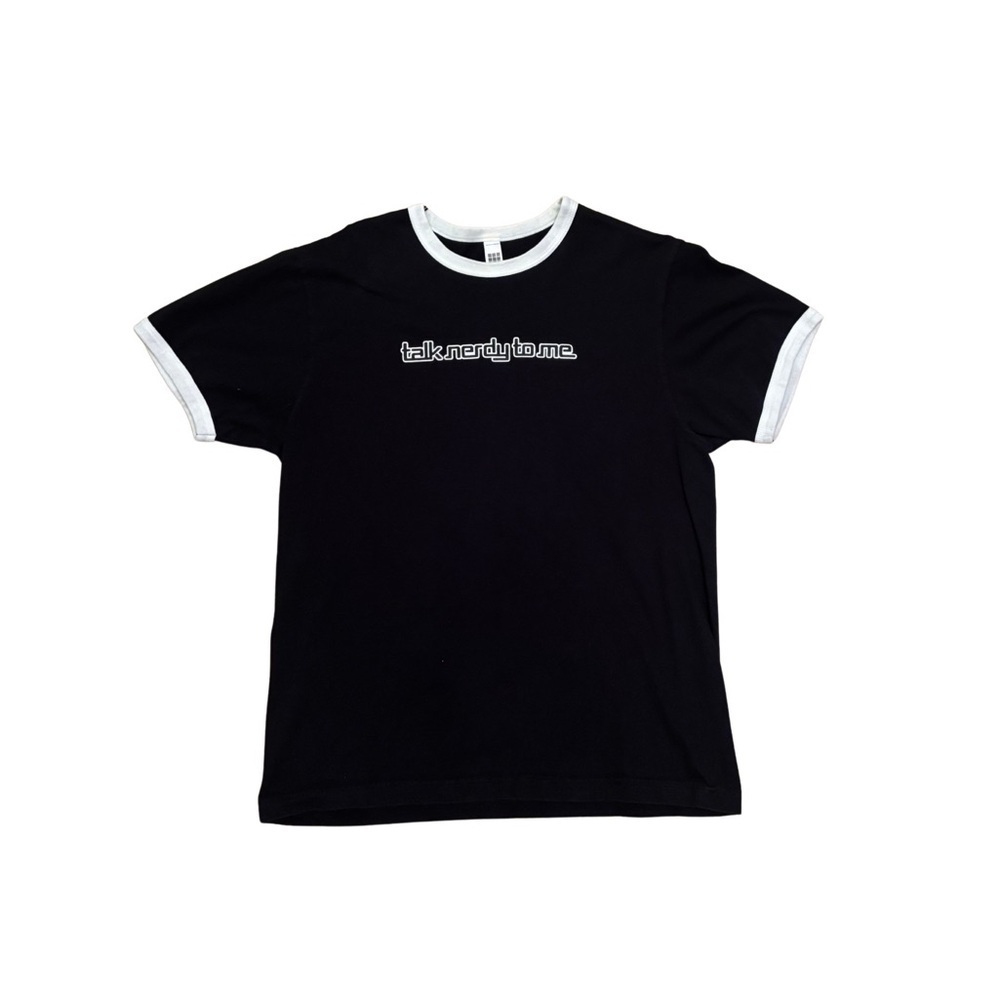 “Talk Nerdy To Me” Y2K Black and White T-Shirt